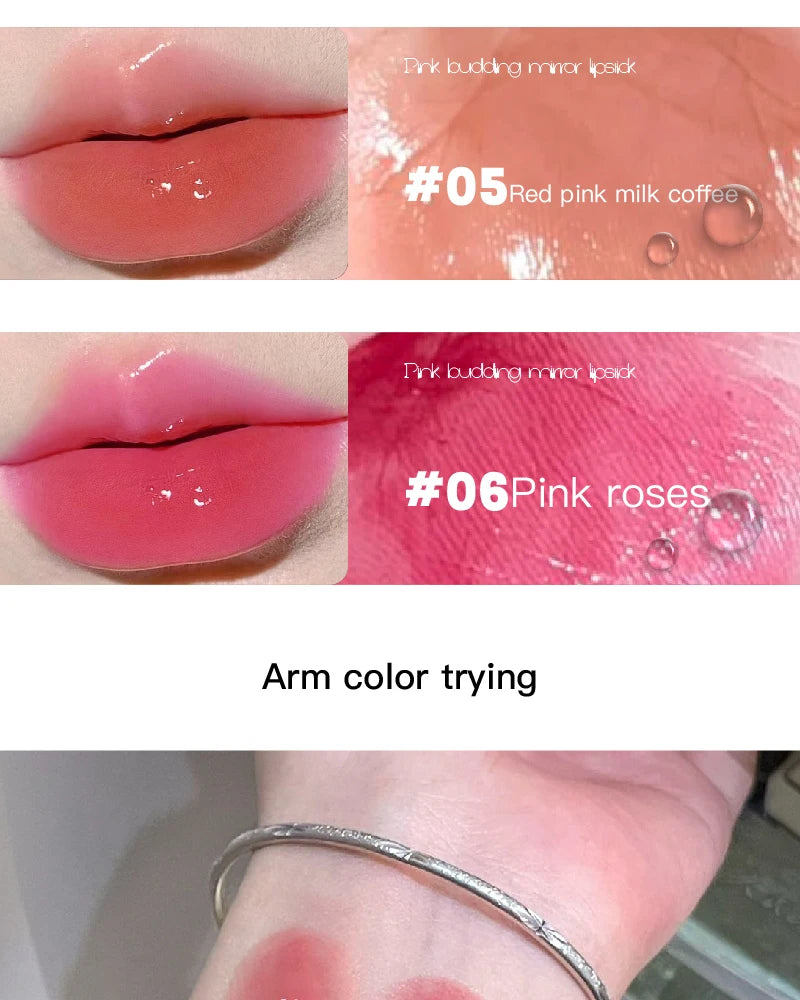 Hydrating Push-Button Mirror Lipstick – Long-Lasting Glossy Lip Color