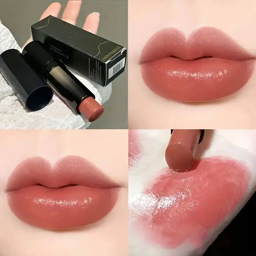 Red Brown Waterproof Glossy Lipstick – Moisturizing Long-Lasting Lip Color