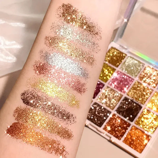 16-Color Glitter Eyeshadow Palette - Shimmer & Sparkle Finish