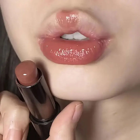 Red Brown Waterproof Glossy Lipstick – Moisturizing Long-Lasting Lip Color