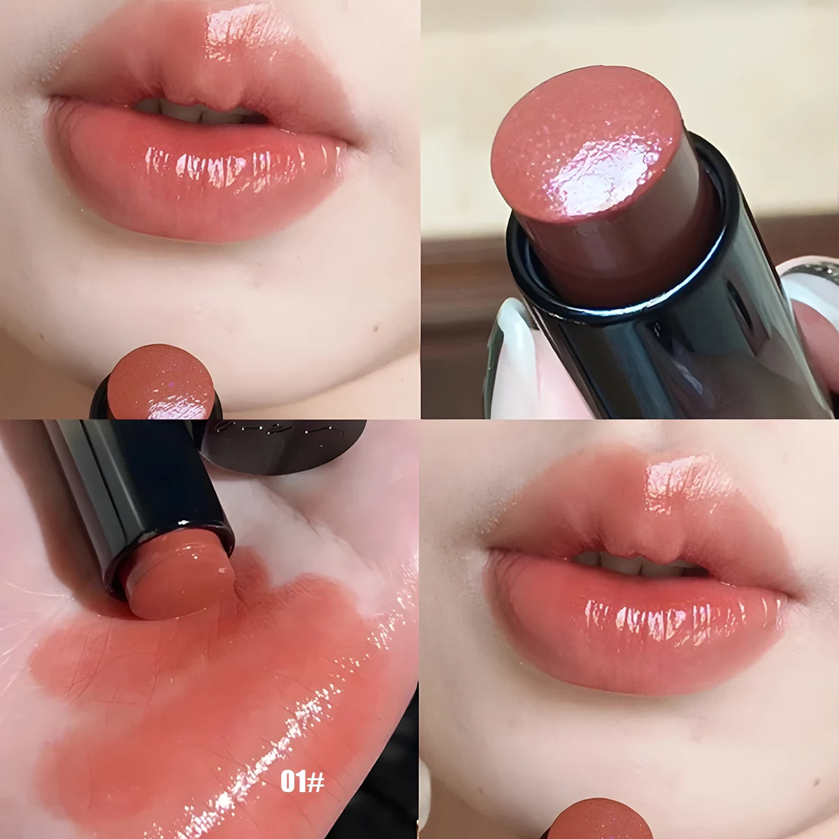 Red Brown Waterproof Glossy Lipstick – Moisturizing Long-Lasting Lip Color