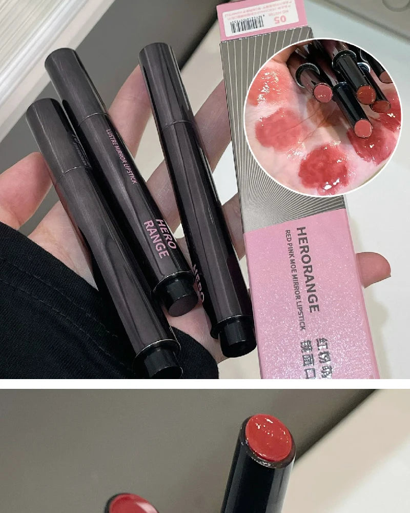 Hydrating Push-Button Mirror Lipstick – Long-Lasting Glossy Lip Color