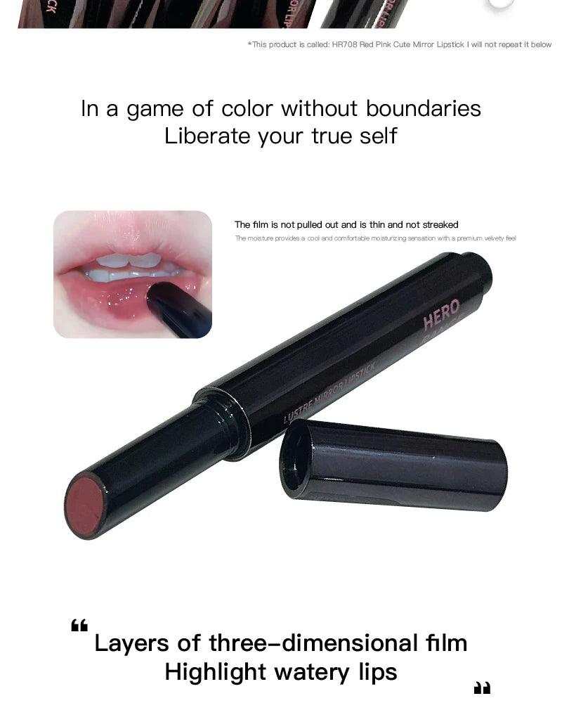 Hydrating Push-Button Mirror Lipstick – Long-Lasting Glossy Lip Color