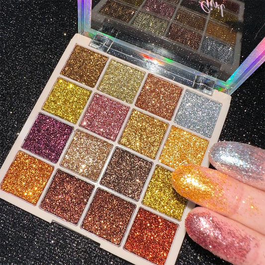 16-Color Glitter Eyeshadow Palette - Shimmer & Sparkle Finish